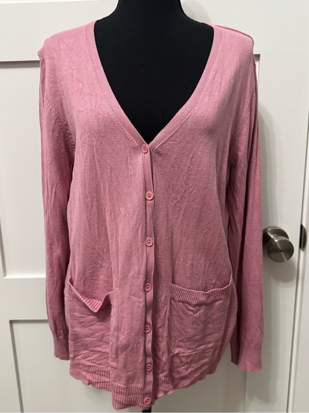 SHEIN Dusty Pink V-Neck Button Front Women's Cardigan